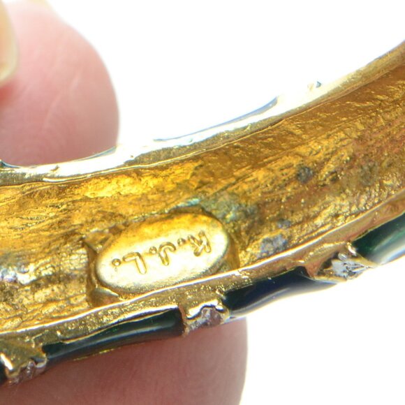 Vintage Kenneth Jay Lane Enamel & Crystal Snake Bracelet - Picture 9 of 9